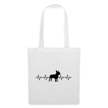 Battement de cœur ECG Frenchie Frenchdog French Bulldog - Sac en tissu - blanc - Devant