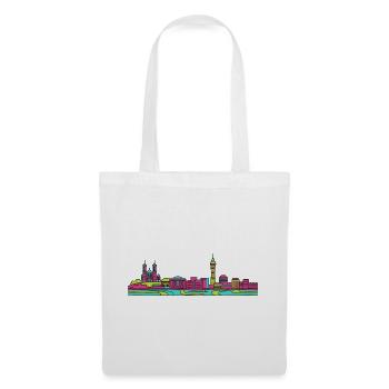 Lyon City Skyline Basilica Moderne Linienkunst - Stoffbeutel - Weiß - Vorne