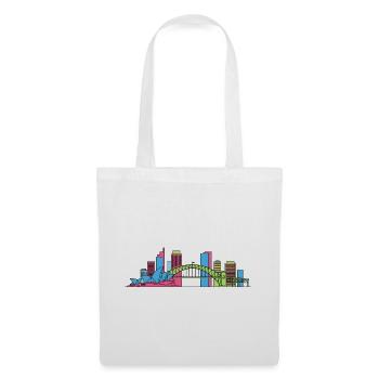 Sydney City Skyline Opera House Bridge Line Kunst - Stoffbeutel - Weiß - Vorne
