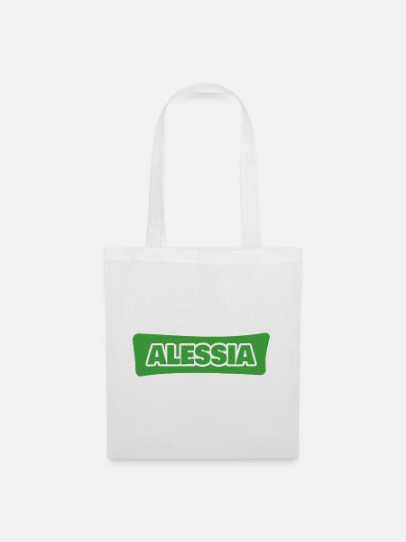 Alessia Namenslogo Grünblock - Stoffbeutel - Weiß