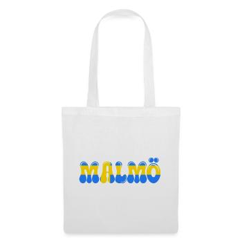 Malmö Blau-Gelb, Typo-Stadt, Schweden, - Stoffbeutel - Weiß - Vorne