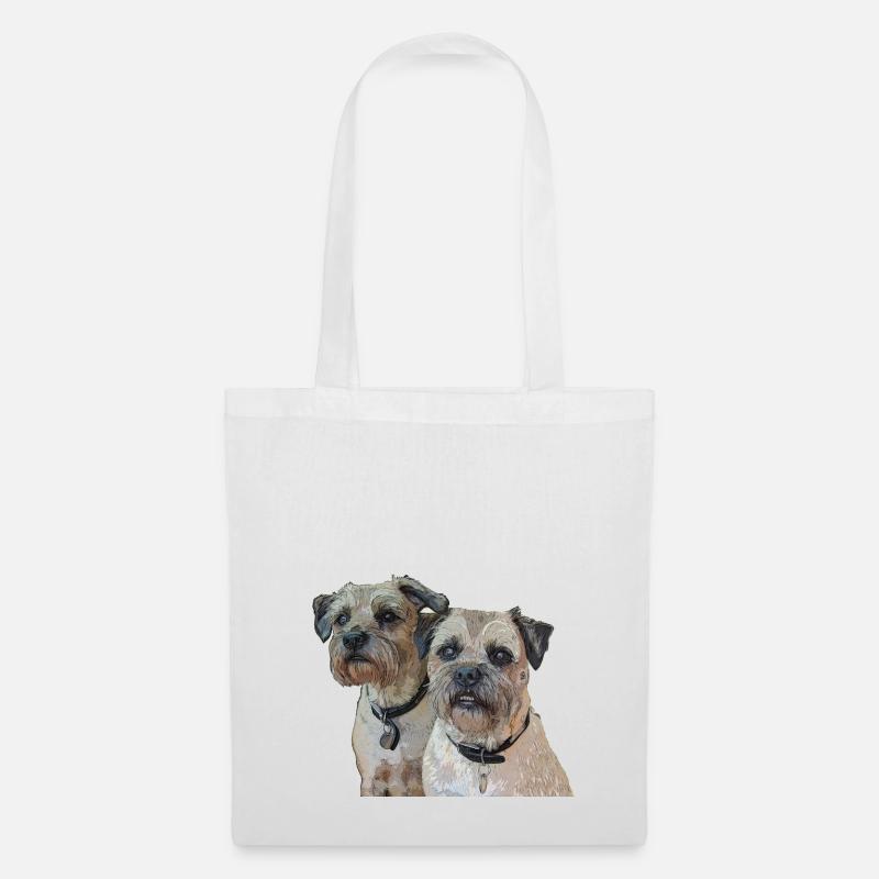 Two Border Terriers - Tote Bag - white