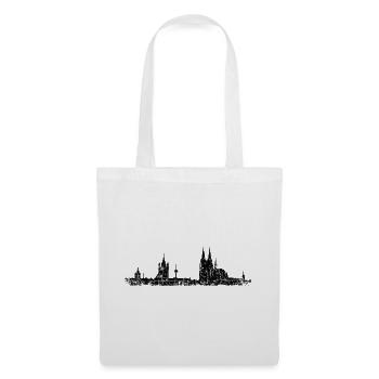 Stadt Köln Kölner Skyline (Vintage/Schwarz) - Stoffbeutel - Weiß - Vorne