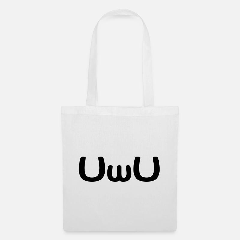 UwU Happy Anime Face Emoticon - Stoffbeutel - Weiß