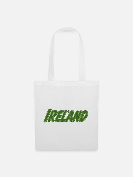 Irland Grün mit Kleeblatt - Stoffbeutel - Weiß