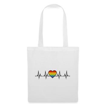 Battement de cœur arc-en-ciel - Sac en tissu - blanc - Devant
