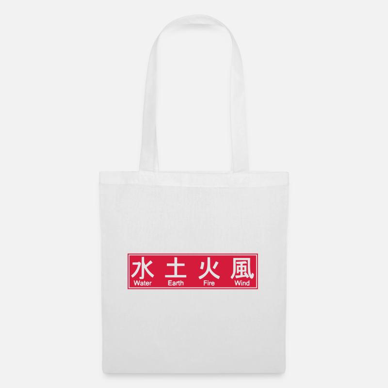 4 elements Japanese characters (vector) - Tote Bag - white