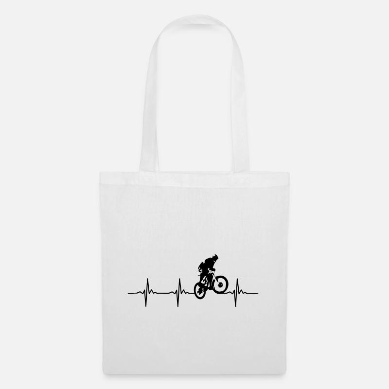 Mountainbike Downhill MTB Herzschlag Geschenk Idee - Stoffbeutel - Weiß