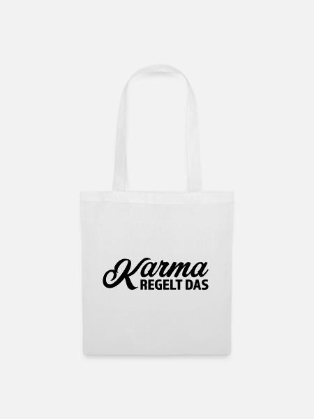 Karma regelt das Spruch T-Shirt - Stoffbeutel - Weiß