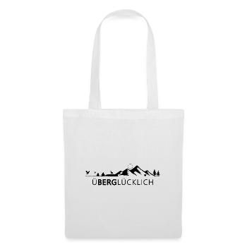 Überglücklich – Wortspiel für Bergliebhaber - Stoffbeutel - Weiß - Vorne