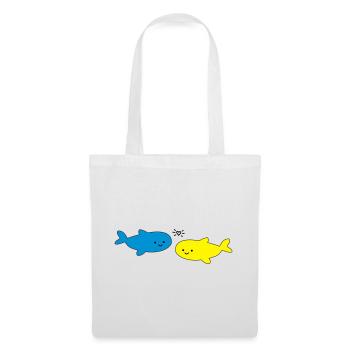 Fröhliche Fische Blau Gelb - Stoffbeutel - Weiß - Vorne