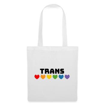 Cœur arc-en-ciel trans noir - Sac en tissu - blanc - Devant
