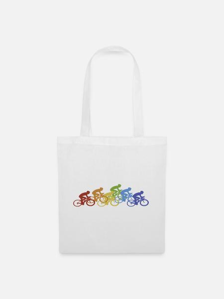 Fahrrad Radfahrer Regenbogen - Stoffbeutel - Weiß