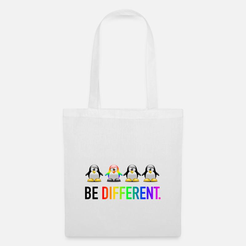 Be Different LGBT Pinguin Gay Pride CSD Cartoon - Stoffbeutel - Weiß