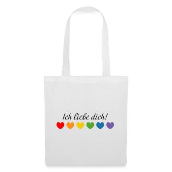 Regenbogenherzchen Ich liebe dich LGBT lgbtqi quee - Stoffbeutel - Weiß - Vorne