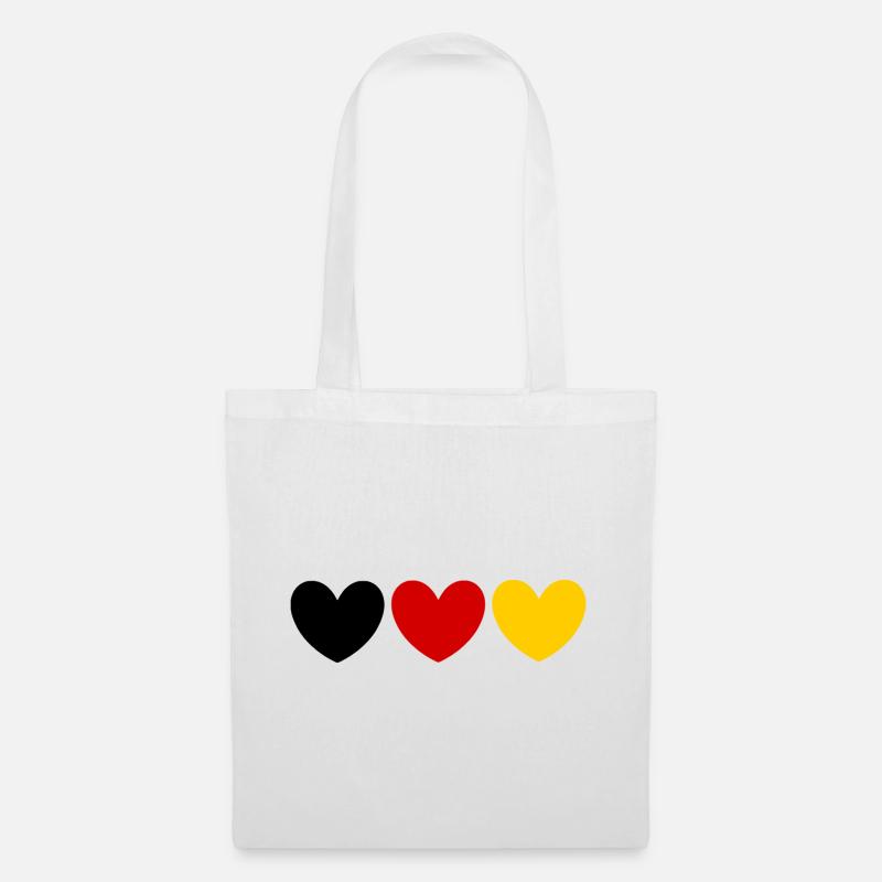 Deutschland Farben Herz Fanshirt - Stoffbeutel - Weiß