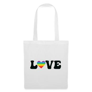 Love Regenbogen Herz - Stoffbeutel - Weiß - Vorne