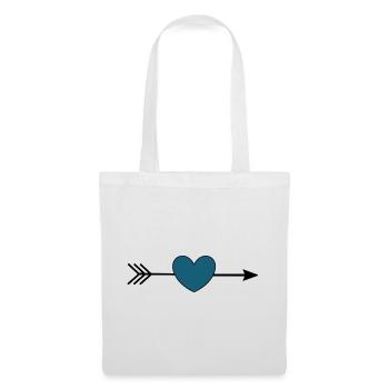blaues Herz mit Pfeil Valentinstag Geschenk - Stoffbeutel - Weiß - Vorne