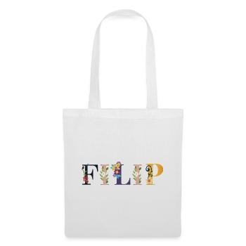 Nom FILIP décoré de fleurs - Sac en tissu - blanc - Devant