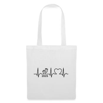 Courbe ECG - Courbe Cardiaque - Bébé 2025 - Enceinte - Sac en tissu - blanc - Devant