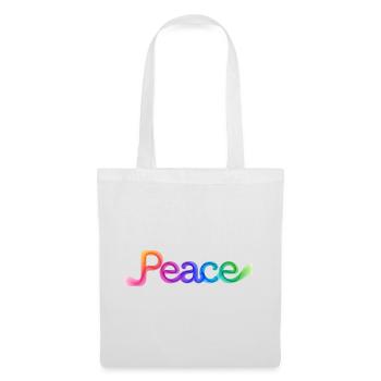 Farbige Peace-Schrift im Pfeildesign - Stoffbeutel - Weiß - Vorne