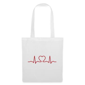 Heartbeat Line Icon With A Heart Shape - Tote Bag - white - Front