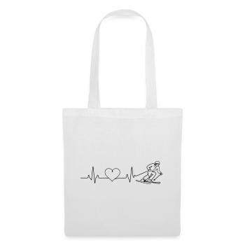 Ski, Amour, Pulsation, Battement de cœur - Sac en tissu - blanc - Devant