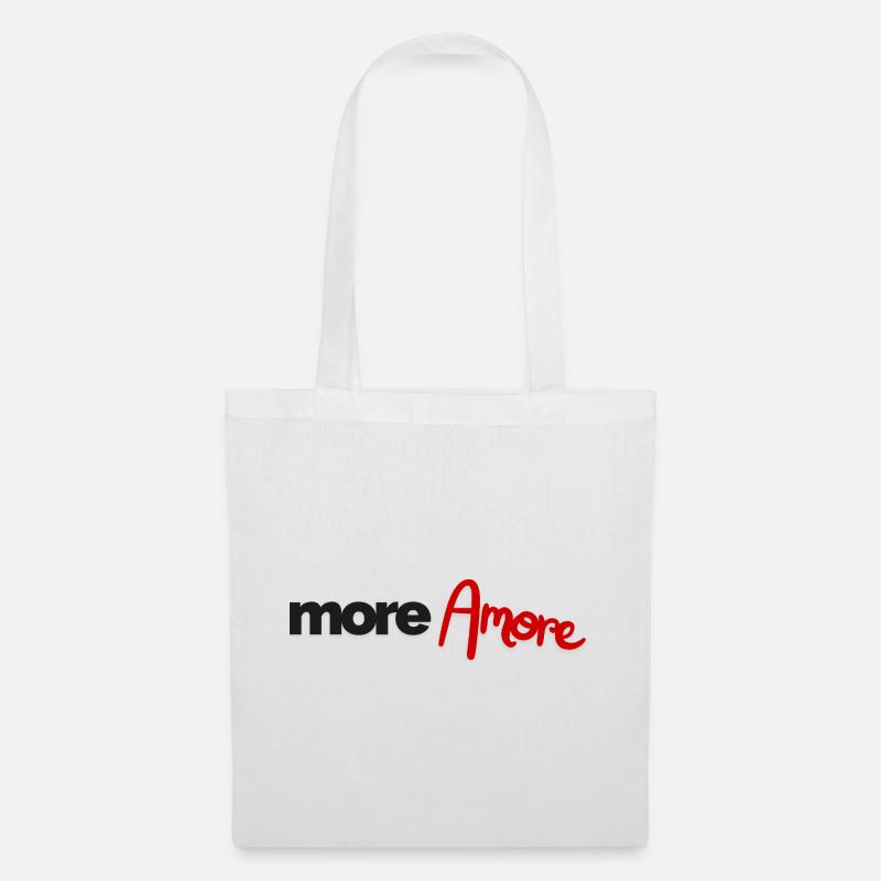 More Amore Damen T-Shirt – Romantisches Typografie - Stoffbeutel - Weiß