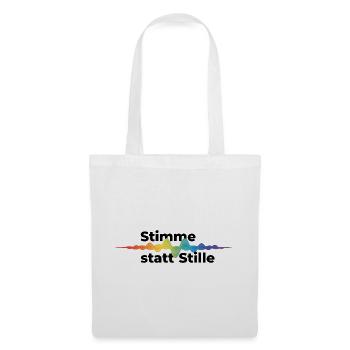 Stimme statt Stille Pride CSD Tonwelle Regenbogen - Stoffbeutel - Weiß - Vorne