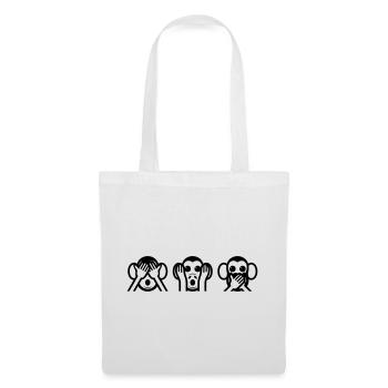 3 Wise singe - Sac en tissu - blanc - Devant