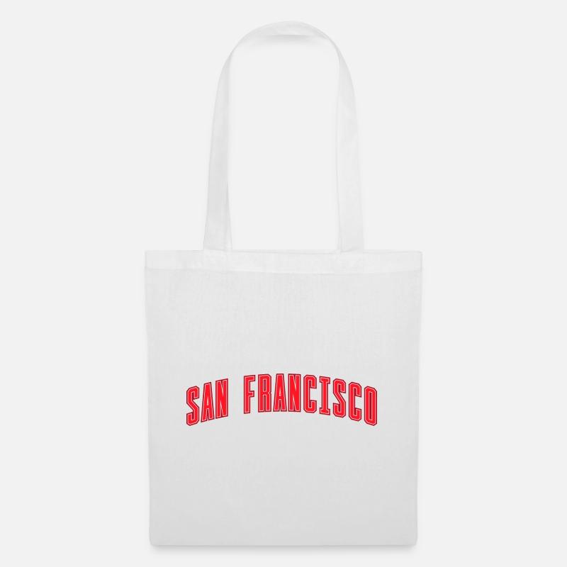 San Francisco Bogen Schriftzug Rot - Stoffbeutel - Weiß