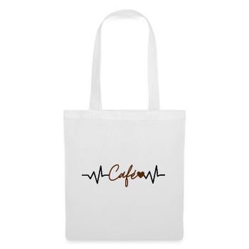 Amoureux du café - Electrocardiogramme - Coeur - Sac en tissu - blanc - Devant