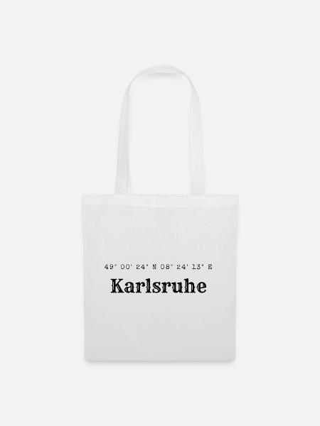 Karlsruhe Koordinaten - Stoffbeutel - Weiß