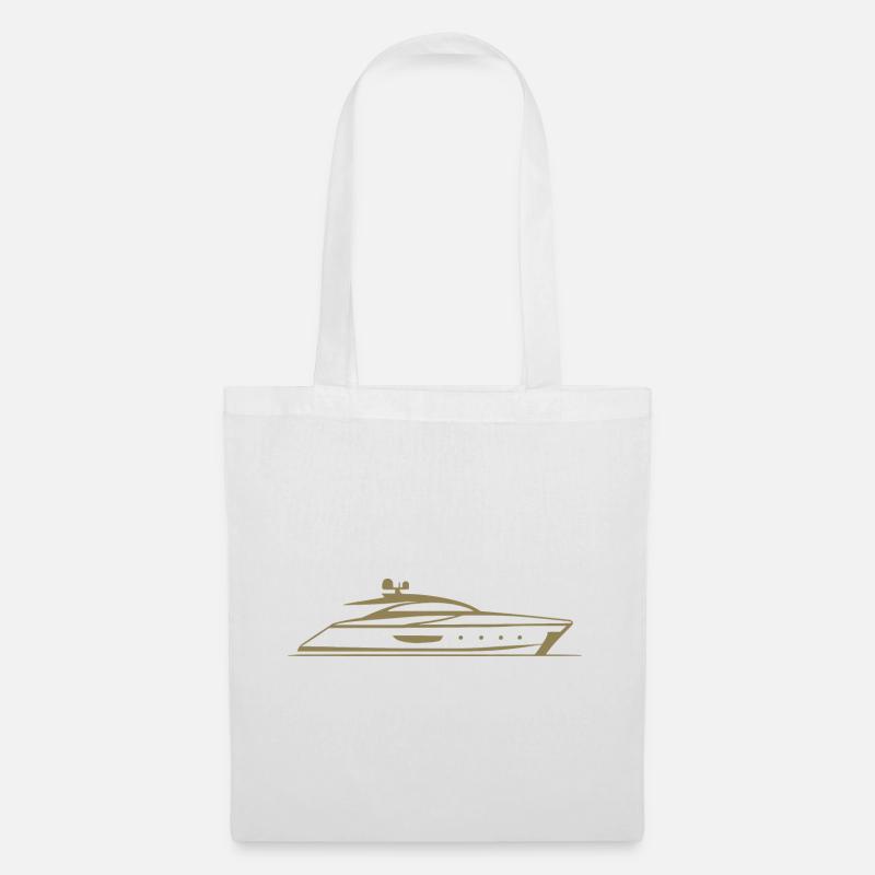 Motorboot Yacht Silhouette Minimal Design - Stoffbeutel - Weiß