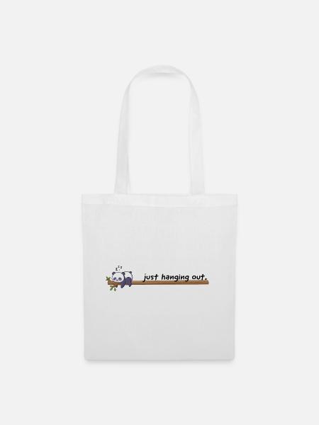 Just Hanging Out – Niedliches Panda Schlafshirt - Stoffbeutel - Weiß