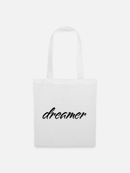 Dreamer Minimalist Spruch T-Shirt - Stoffbeutel - Weiß