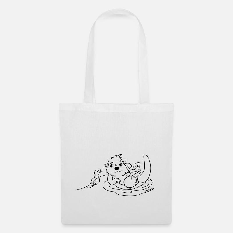 Beste Freunde Otter & Ente. Süß & minimalistisch - Stoffbeutel - Weiß