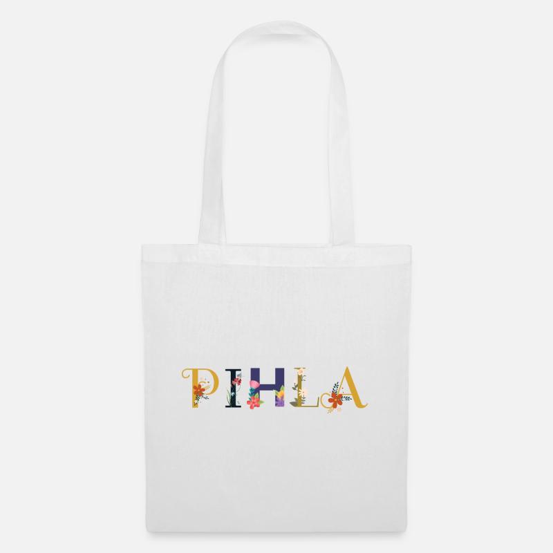 Le nom PIHLA est décoré de fleurs - Sac en tissu - blanc