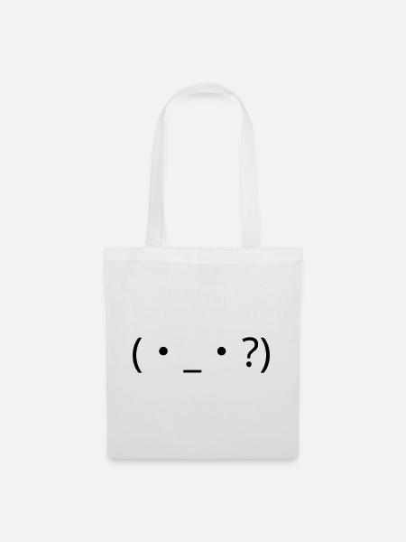 Verwirrtes Emote (・_・?) Fragezeichen - Stoffbeutel - Weiß
