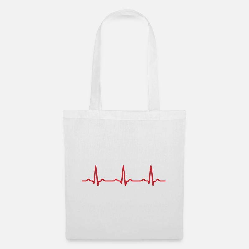 Seamless Red Ecg Heartbeat Pattern - Tote Bag - white