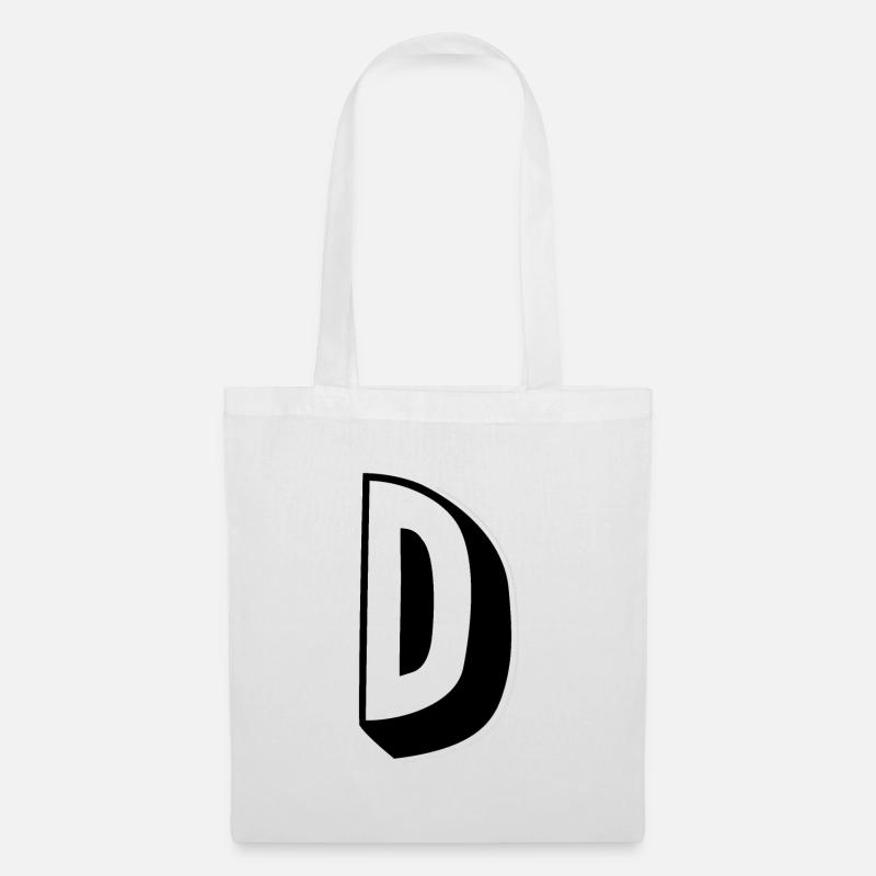 Lettre D - Sac en tissu - blanc
