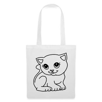 Comic Katze Zeichnung schwarz - Stoffbeutel - Weiß - Vorne