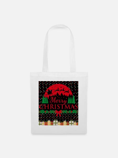 Weihnachtliches Silhouetten-Design mit Santa - Stoffbeutel - Weiß