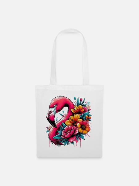 Flamingo - Stoffbeutel - Weiß