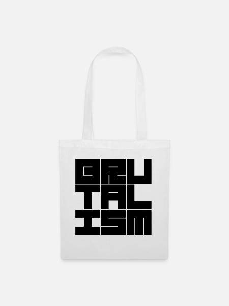 Brutalismus-Logodesign mit geometrischer Typografie - Stoffbeutel - Weiß