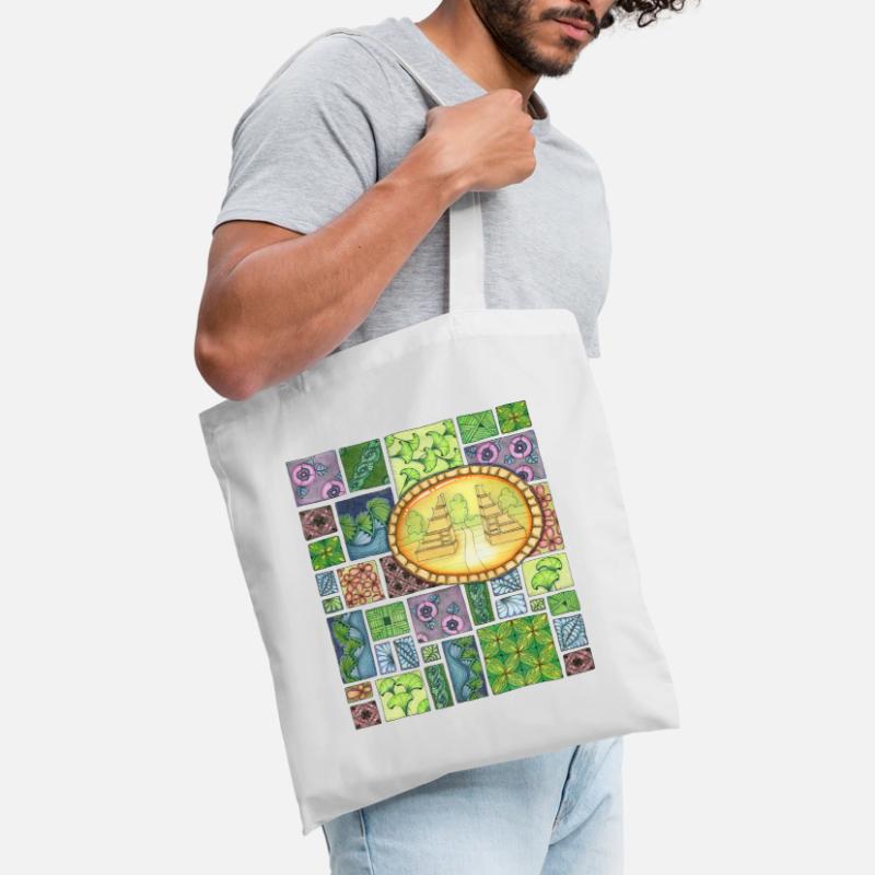 Bali temple on pattern patchwork Tote Bag
