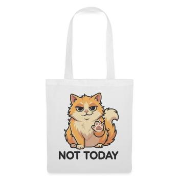 Pas aujourd’hui – Chat drôle - Sac en tissu - blanc - Devant