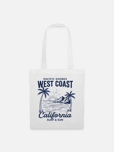 West Coast California Surf Vintage - Stoffbeutel - Weiß