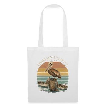 Coastal Lifestyle Pelikan – Maritimes Retro Meer - Stoffbeutel - Weiß - Vorne