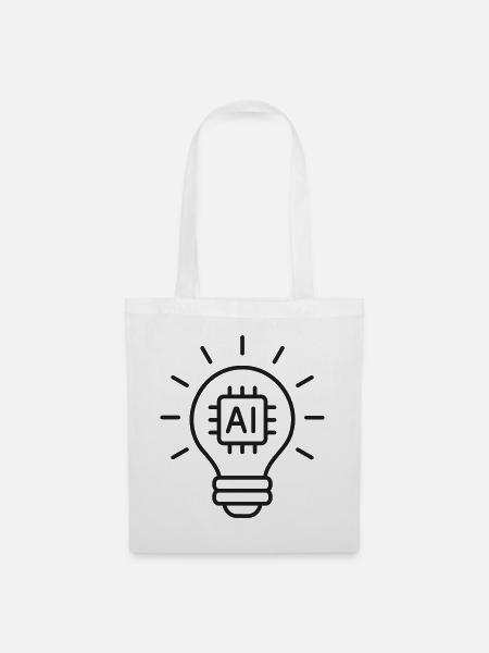KI-Innovation Glühbirnen-Linien-Symbol - Stoffbeutel - Weiß